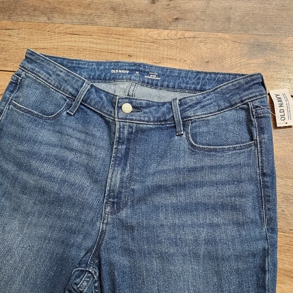 Old Navy Wow Super-Skinny High-Rise Jeans Womens 14 Petite Blue Medium‎ Wash NEW